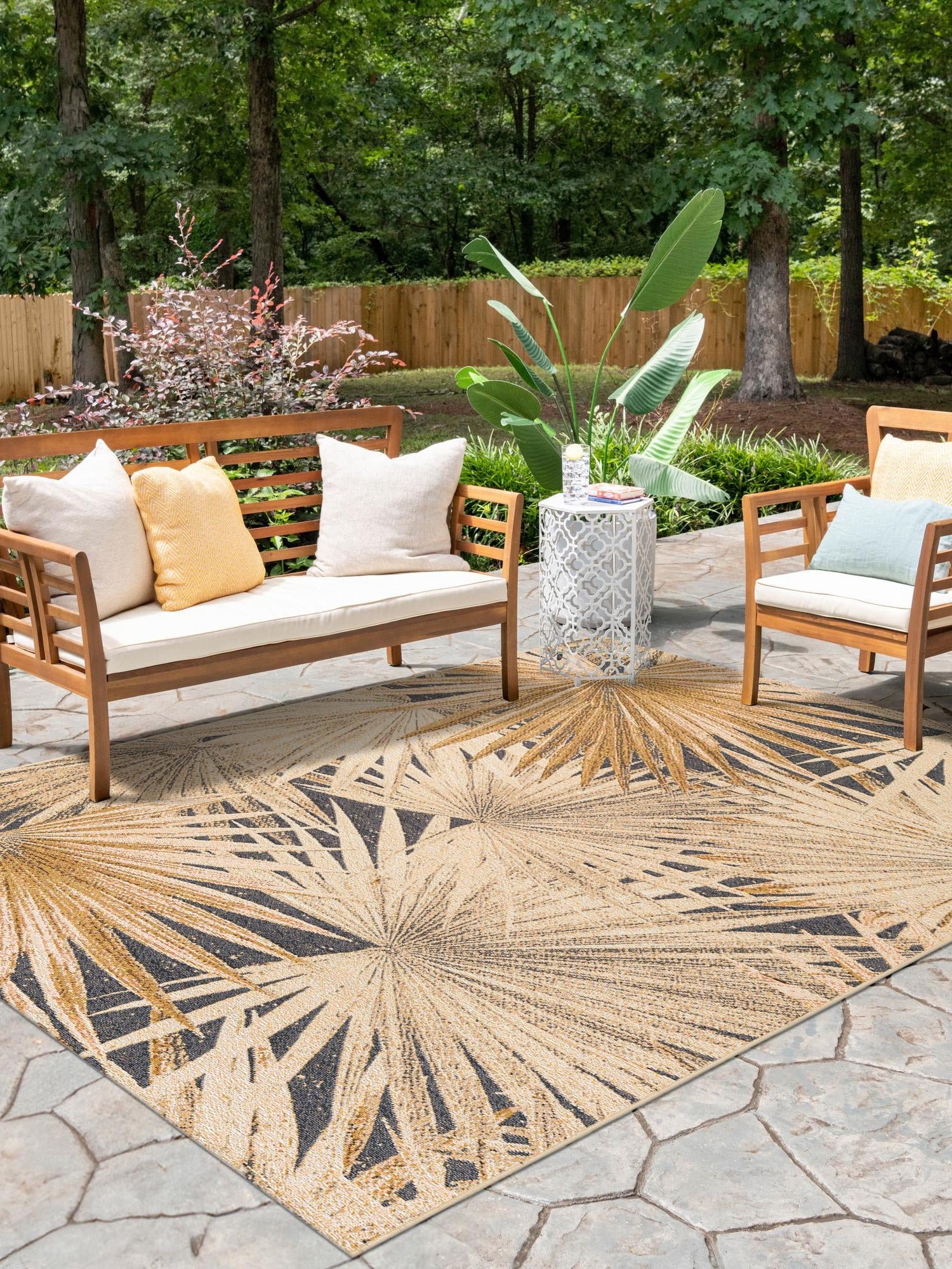 Multicolor 5' 1 x 8' Outdoor Botanical Rectangle Area Rug Weather Resistant for Patio, Deck, Terrace, Balcony, Porch Polypropylene Garden Floral Tropical Carpet for Sale at Rug Engine