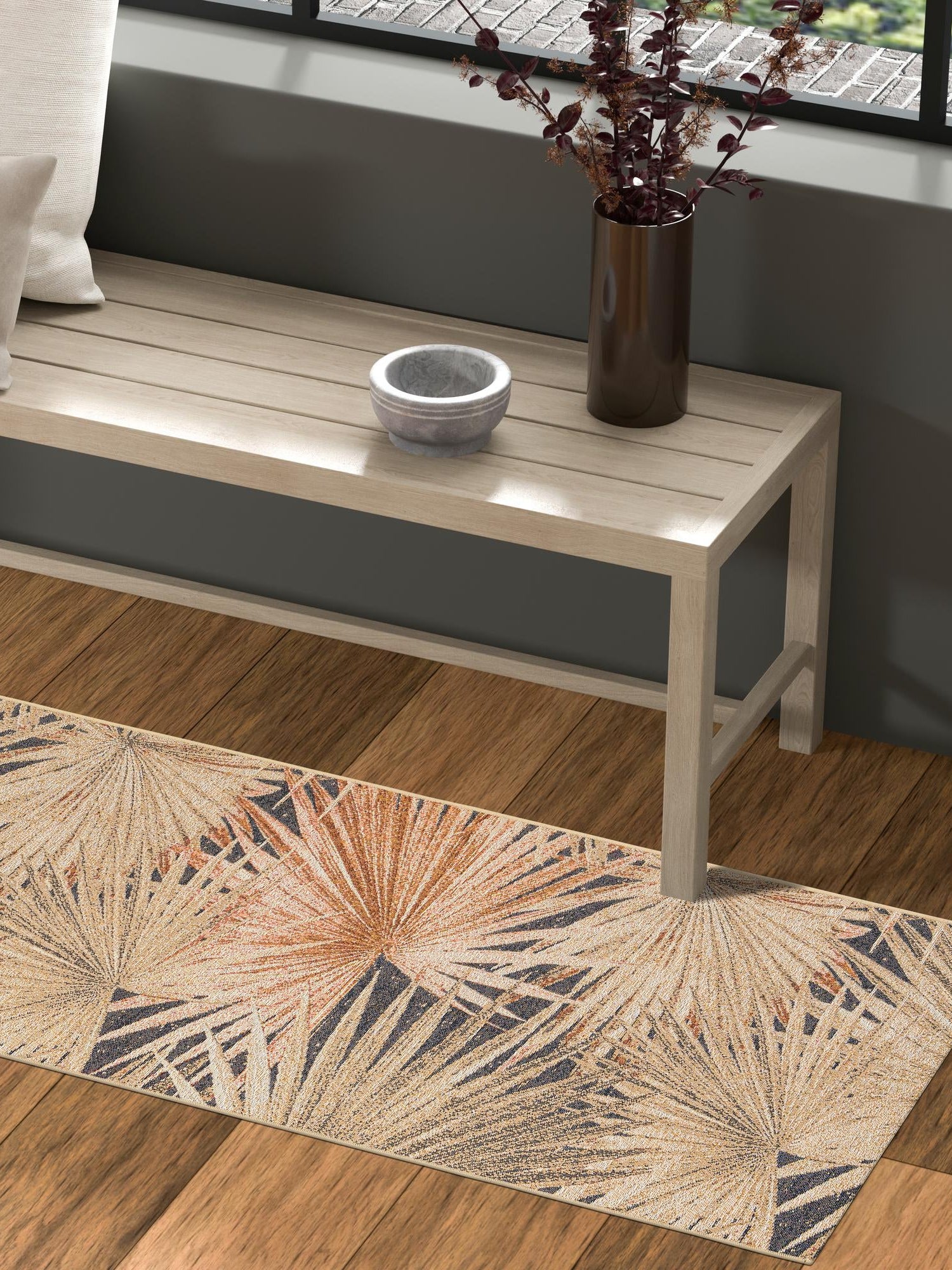 Multicolor 2' x 5' 1 Outdoor Botanical Runner Area Rug Weather Resistant for Patio, Deck, Terrace, Balcony, Porch Polypropylene Garden Floral Tropical Carpet for Sale at Rug Engine
