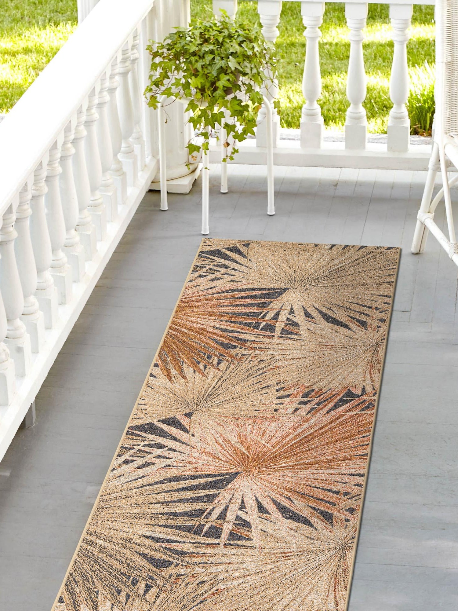 Multicolor 2' x 6' 1 Outdoor Botanical Runner Area Rug Weather Resistant for Patio, Deck, Terrace, Balcony, Porch Polypropylene Garden Floral Tropical Carpet for Sale at Rug Engine