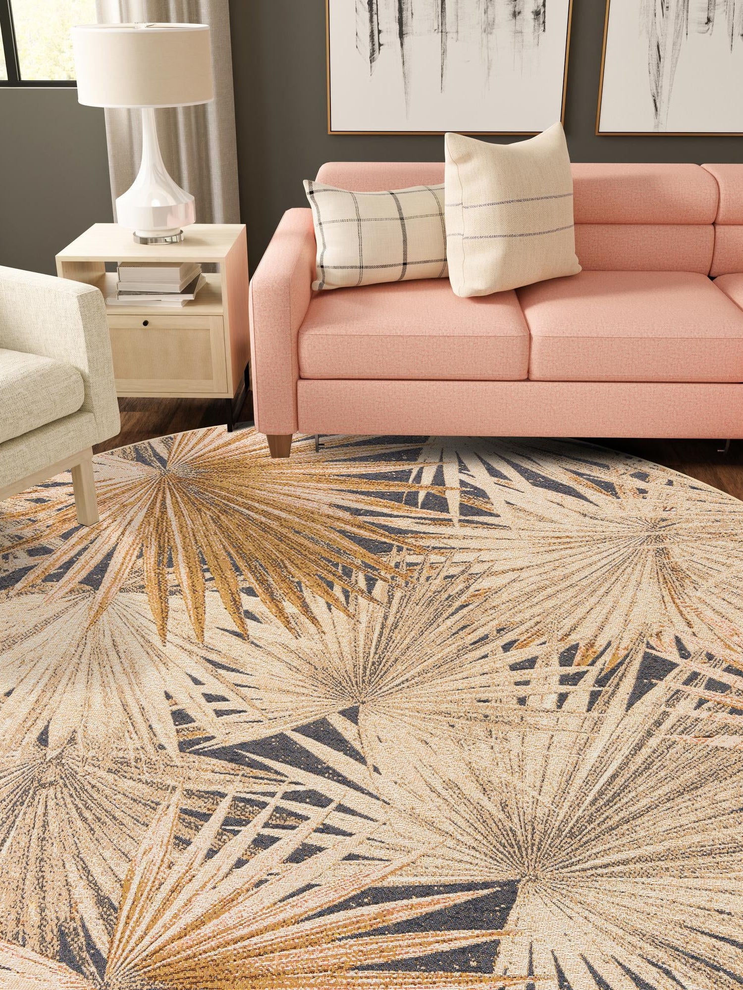Multicolor 4' 1 x 4' 1 Outdoor Botanical Round Area Rug Weather Resistant for Patio, Deck, Terrace, Balcony, Porch Polypropylene Garden Floral Tropical Carpet for Sale at Rug Engine