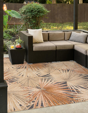 Multicolor 10' x 10' Outdoor Botanical Square Area Rug Weather Resistant for Patio, Deck, Terrace, Balcony, Porch Polypropylene Garden Floral Tropical Carpet for Sale at Rug Engine