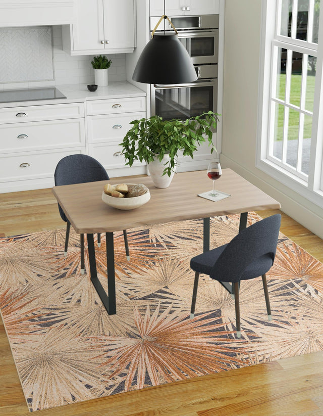 Multicolor 10' x 10' Outdoor Botanical Square Area Rug Weather Resistant for Patio, Deck, Terrace, Balcony, Porch Polypropylene Garden Floral Tropical Carpet for Sale at Rug Engine