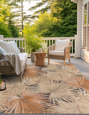 Multicolor 10' x 10' Outdoor Botanical Square Area Rug Weather Resistant for Patio, Deck, Terrace, Balcony, Porch Polypropylene Garden Floral Tropical Carpet for Sale at Rug Engine