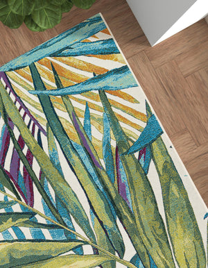 Multicolor 5' 1 x 8' Outdoor Botanical Rectangle Area Rug Weather Resistant for Patio, Deck, Terrace, Balcony, Porch Polypropylene Garden Floral Tropical Carpet for Sale at Rug Engine