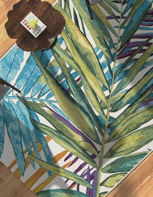 Multicolor 9' x 12' Outdoor Botanical Rectangle Area Rug Weather Resistant for Patio, Deck, Terrace, Balcony, Porch