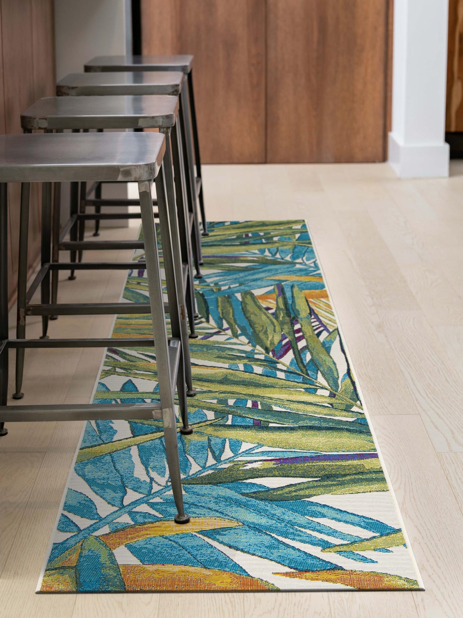 Multicolor 2' 7 x 10' Outdoor Botanical Runner Area Rug Weather Resistant for Patio, Deck, Terrace, Balcony, Porch Polypropylene Garden Floral Tropical Carpet for Sale at Rug Engine