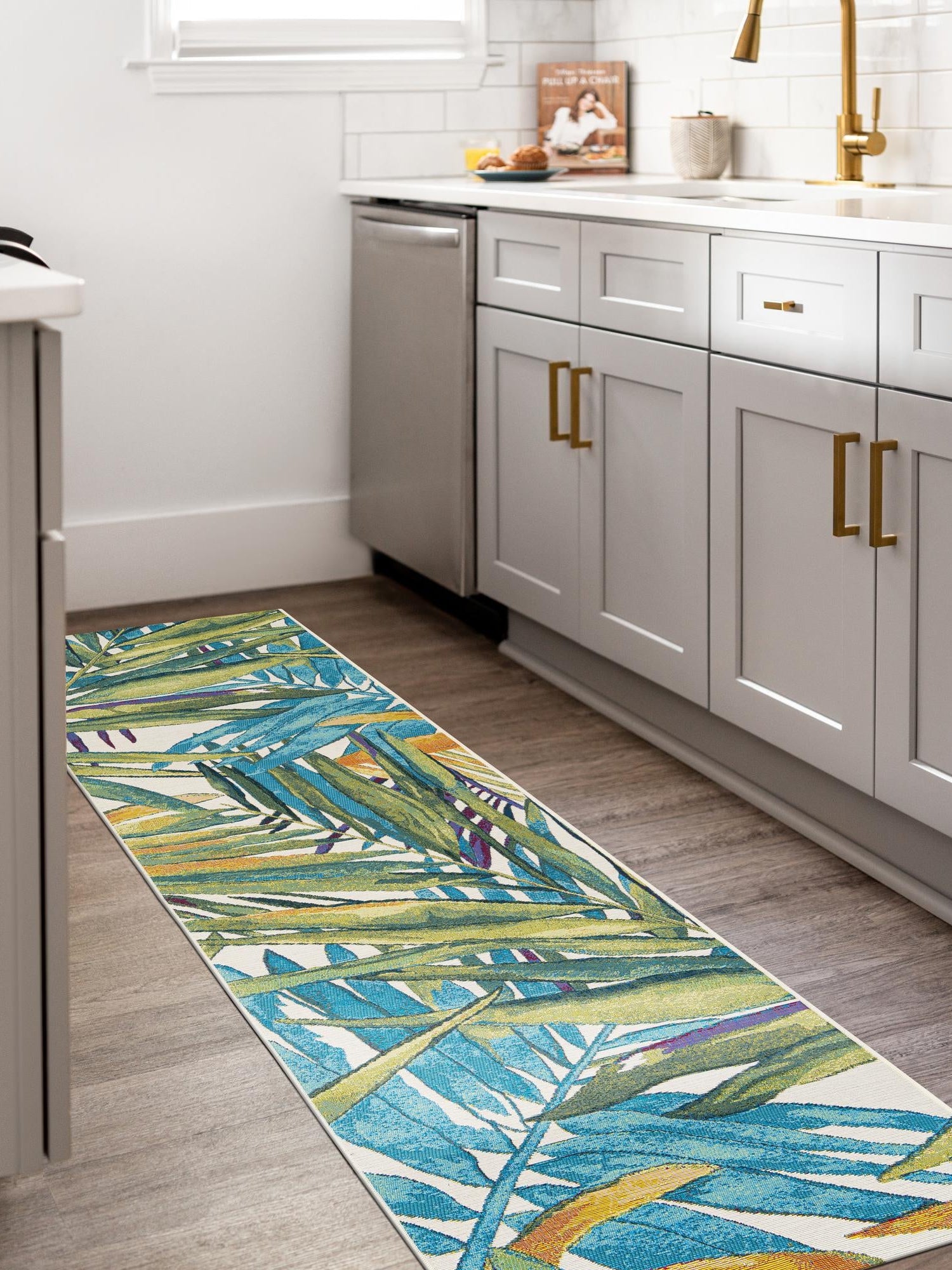 Multicolor 2' 7 x 10' Outdoor Botanical Runner Area Rug Weather Resistant for Patio, Deck, Terrace, Balcony, Porch Polypropylene Garden Floral Tropical Carpet for Sale at Rug Engine