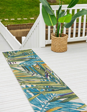 Multicolor 2' 7 x 10' Outdoor Botanical Runner Area Rug Weather Resistant for Patio, Deck, Terrace, Balcony, Porch Polypropylene Garden Floral Tropical Carpet for Sale at Rug Engine