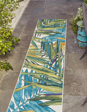 Multicolor 2' x 8' Outdoor Botanical Runner Area Rug Weather Resistant for Patio, Deck, Terrace, Balcony, Porch Polypropylene Garden Floral Tropical Carpet for Sale at Rug Engine