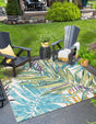 Multicolor 10' x 10' Outdoor Botanical Square Area Rug Weather Resistant for Patio, Deck, Terrace, Balcony, Porch Polypropylene Garden Floral Tropical Carpet for Sale at Rug Engine