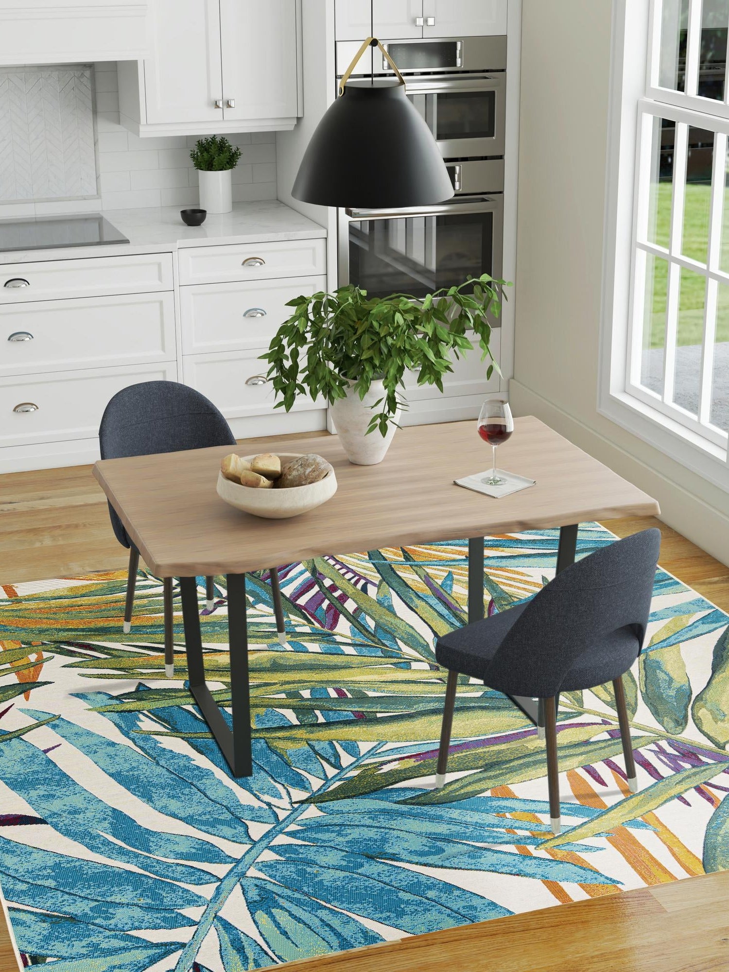 Multicolor 10' x 10' Outdoor Botanical Square Area Rug Weather Resistant for Patio, Deck, Terrace, Balcony, Porch Polypropylene Garden Floral Tropical Carpet for Sale at Rug Engine