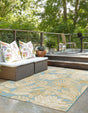 Soft Blue 6' 1 x 9' Outdoor Botanical Rectangle Area Rug Weather Resistant for Patio, Deck, Terrace, Balcony, Porch Polypropylene Garden Floral Tropical Carpet for Sale at Rug Engine