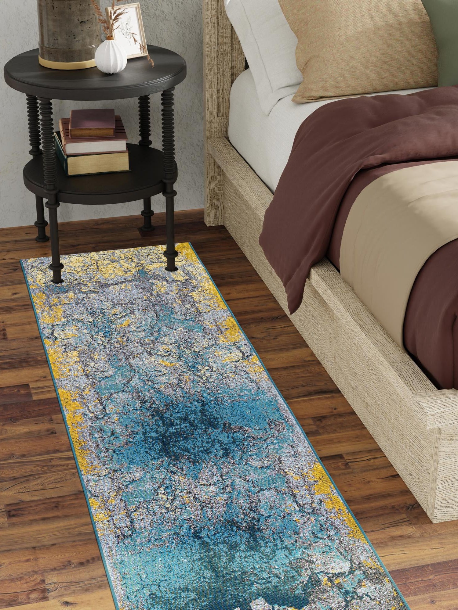 Gradient Blue 2' x 5' 1 Outdoor Modern Runner Area Rug Weather Resistant for Patio, Deck, Terrace, Balcony, Porch 100% Polypropylene Modern Outside Carpet for Sale at Rug Engine