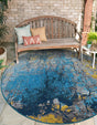 Gradient Blue 10' x 10' Outdoor Modern Round Area Rug Weather Resistant for Patio, Deck, Terrace, Balcony, Porch 100% Polypropylene Modern Outside Carpet for Sale at Rug Engine