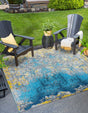 Gradient Blue 10' x 10' Outdoor Modern Square Area Rug Weather Resistant for Patio, Deck, Terrace, Balcony, Porch 100% Polypropylene Modern Outside Carpet for Sale at Rug Engine