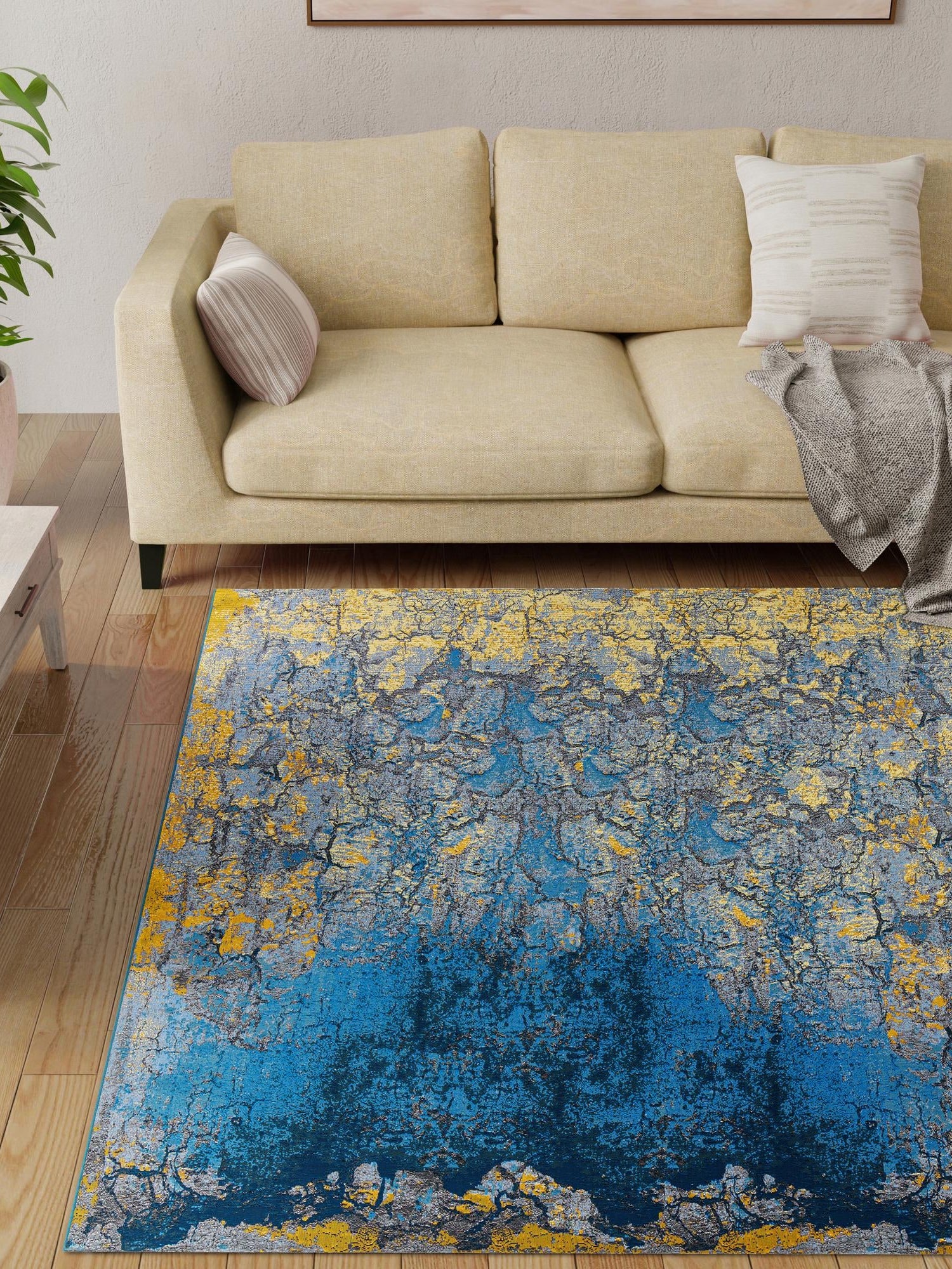 Gradient Blue 10' x 10' Outdoor Modern Square Area Rug Weather Resistant for Patio, Deck, Terrace, Balcony, Porch 100% Polypropylene Modern Outside Carpet for Sale at Rug Engine