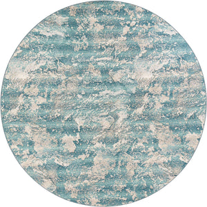 Aqua Blue 10' x 10' Outdoor Modern Round Area Rug Weather Resistant for Patio, Deck, Terrace, Balcony, Porch 100% Polypropylene Modern Outside Carpet for Sale at Rug Engine