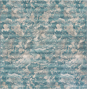 Aqua Blue 10' x 10' Outdoor Modern Square Area Rug Weather Resistant for Patio, Deck, Terrace, Balcony, Porch 100% Polypropylene Modern Outside Carpet for Sale at Rug Engine