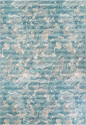 Aqua Blue 10' x 14' 1 Outdoor Modern Rectangle Area Rug Weather Resistant for Patio, Deck, Terrace, Balcony, Porch 100% Polypropylene Modern Outside Carpet for Sale at Rug Engine