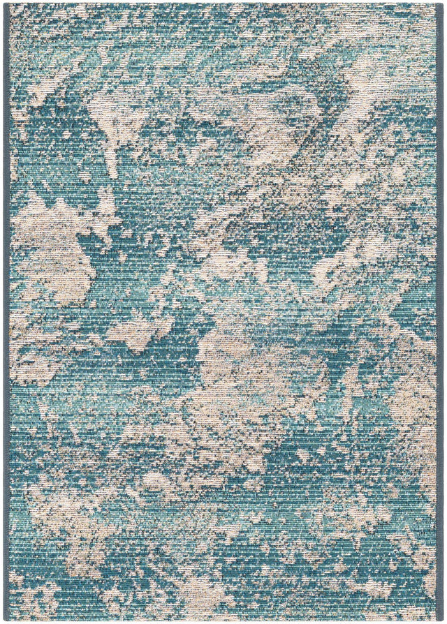 Aqua Blue 2' x 3' 1 Outdoor Modern Rectangle Area Rug Weather Resistant for Patio, Deck, Terrace, Balcony, Porch 100% Polypropylene Modern Outside Carpet for Sale at Rug Engine