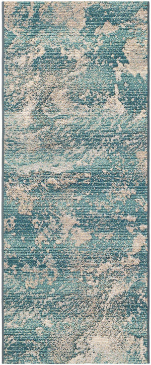 Aqua Blue 2' x 5' 1 Outdoor Modern Runner Area Rug Weather Resistant for Patio, Deck, Terrace, Balcony, Porch 100% Polypropylene Modern Outside Carpet for Sale at Rug Engine