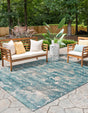 Aqua Blue 7' 10 x 10' Outdoor Modern Rectangle Area Rug Weather Resistant for Patio, Deck, Terrace, Balcony, Porch 100% Polypropylene Modern Outside Carpet for Sale at Rug Engine