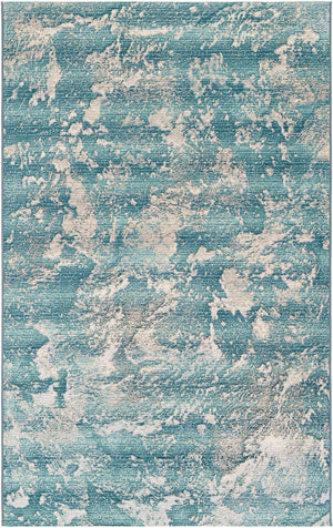 Aqua Blue 5' 1 x 8' Outdoor Modern Rectangle Area Rug Weather Resistant for Patio, Deck, Terrace, Balcony, Porch 100% Polypropylene Modern Outside Carpet for Sale at Rug Engine