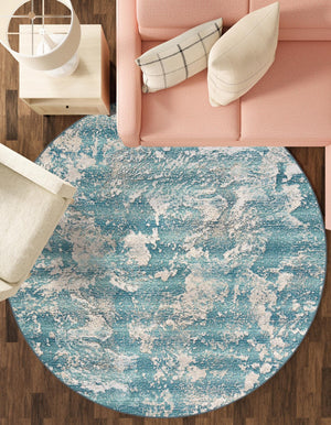 Aqua Blue 10' x 10' Outdoor Modern Round Area Rug Weather Resistant for Patio, Deck, Terrace, Balcony, Porch 100% Polypropylene Modern Outside Carpet for Sale at Rug Engine