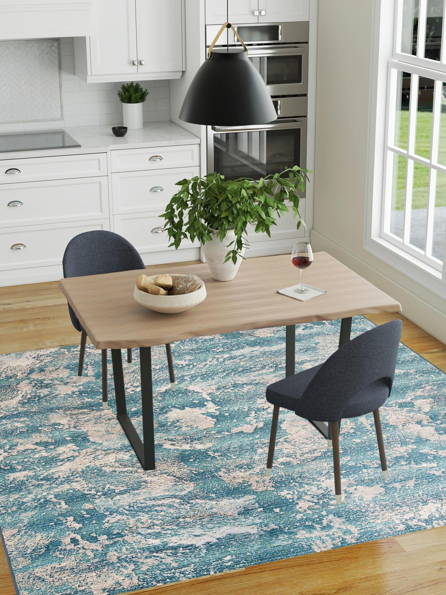 Aqua Blue 10' x 10' Outdoor Modern Square Area Rug Weather Resistant for Patio, Deck, Terrace, Balcony, Porch 100% Polypropylene Modern Outside Carpet for Sale at Rug Engine