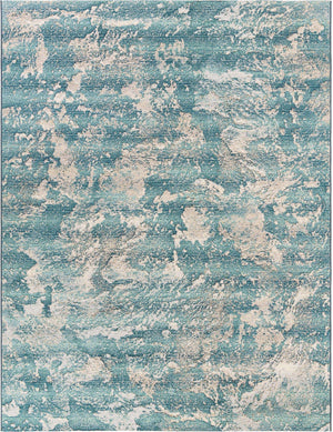Aqua Blue 7' 10 x 10' Outdoor Modern Rectangle Area Rug Weather Resistant for Patio, Deck, Terrace, Balcony, Porch 100% Polypropylene Modern Outside Carpet for Sale at Rug Engine