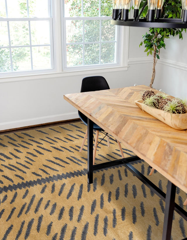 Tan 5' x 6' 6 Gabbeh Rectangle Area Rug 100% Polyester (Space-Dyed Yarn) Stylish Contemporary Carpet for Home Interior Design for Sale at Rug Engine