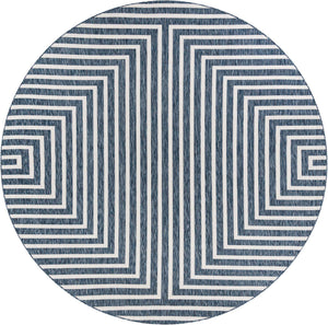 Blue 10' x 10' Outdoor Modern Round Area Rug Weather Resistant for Patio, Deck, Terrace, Balcony, Porch 100% Polypropylene Modern Outside Carpet for Sale at Rug Engine