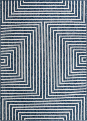 Blue 10' x 14' 1 Outdoor Modern Rectangle Area Rug Weather Resistant for Patio, Deck, Terrace, Balcony, Porch 100% Polypropylene Modern Outside Carpet for Sale at Rug Engine
