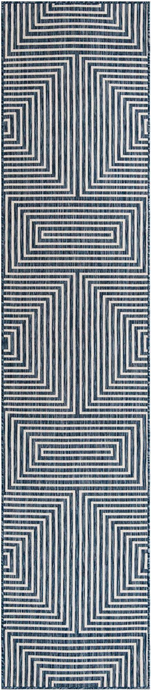 Blue 2' 7 x 12' Outdoor Modern Runner Area Rug Weather Resistant for Patio, Deck, Terrace, Balcony, Porch 100% Polypropylene Modern Outside Carpet for Sale at Rug Engine