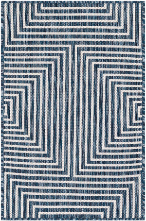 Blue 2' x 3' 1 Outdoor Modern Rectangle Area Rug Weather Resistant for Patio, Deck, Terrace, Balcony, Porch 100% Polypropylene Modern Outside Carpet for Sale at Rug Engine