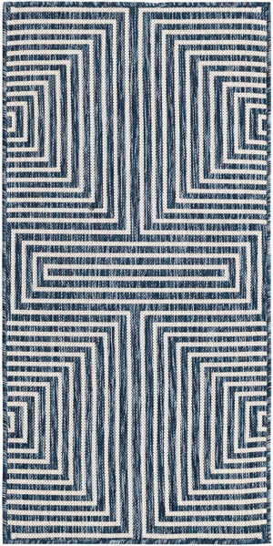 Blue 2' x 4' 1 Outdoor Modern Runner Area Rug Weather Resistant for Patio, Deck, Terrace, Balcony, Porch 100% Polypropylene Modern Outside Carpet for Sale at Rug Engine