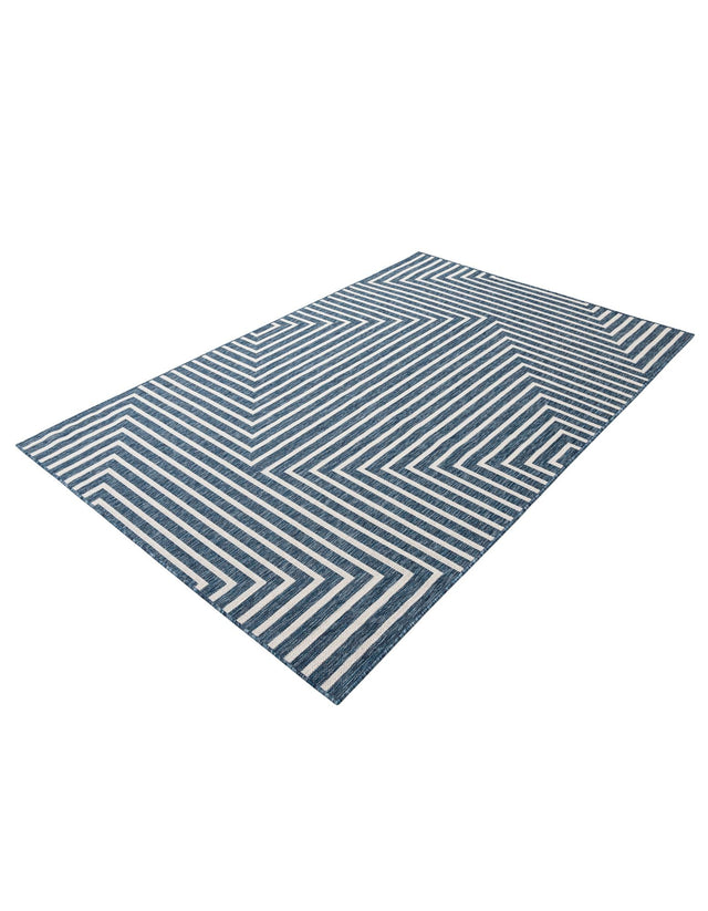 Blue 5' 3 x 8' Outdoor Modern Rectangle Area Rug Weather Resistant for Patio, Deck, Terrace, Balcony, Porch 100% Polypropylene Modern Outside Carpet for Sale at Rug Engine