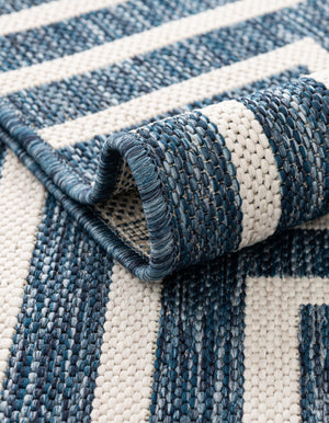 Blue 5' 3 x 7' 1 Outdoor Modern Rectangle Area Rug Weather Resistant for Patio, Deck, Terrace, Balcony, Porch 100% Polypropylene Modern Outside Carpet for Sale at Rug Engine