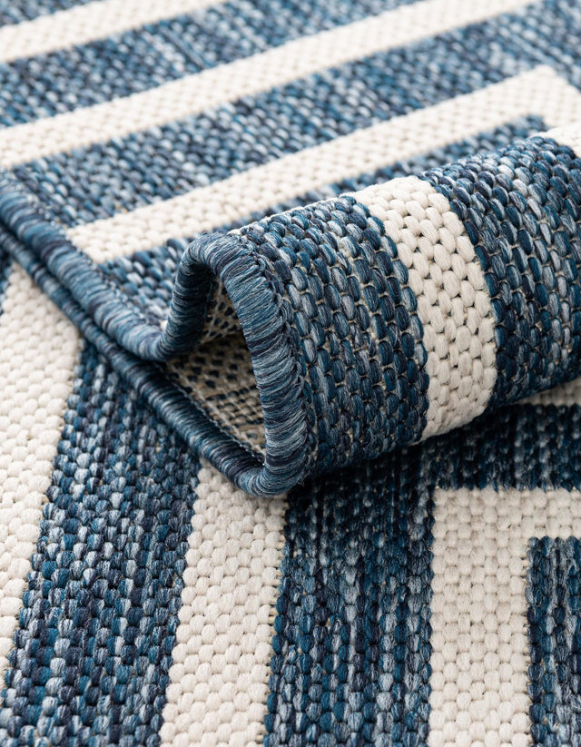 Blue 5' 3 x 7' 1 Outdoor Modern Rectangle Area Rug Weather Resistant for Patio, Deck, Terrace, Balcony, Porch 100% Polypropylene Modern Outside Carpet for Sale at Rug Engine