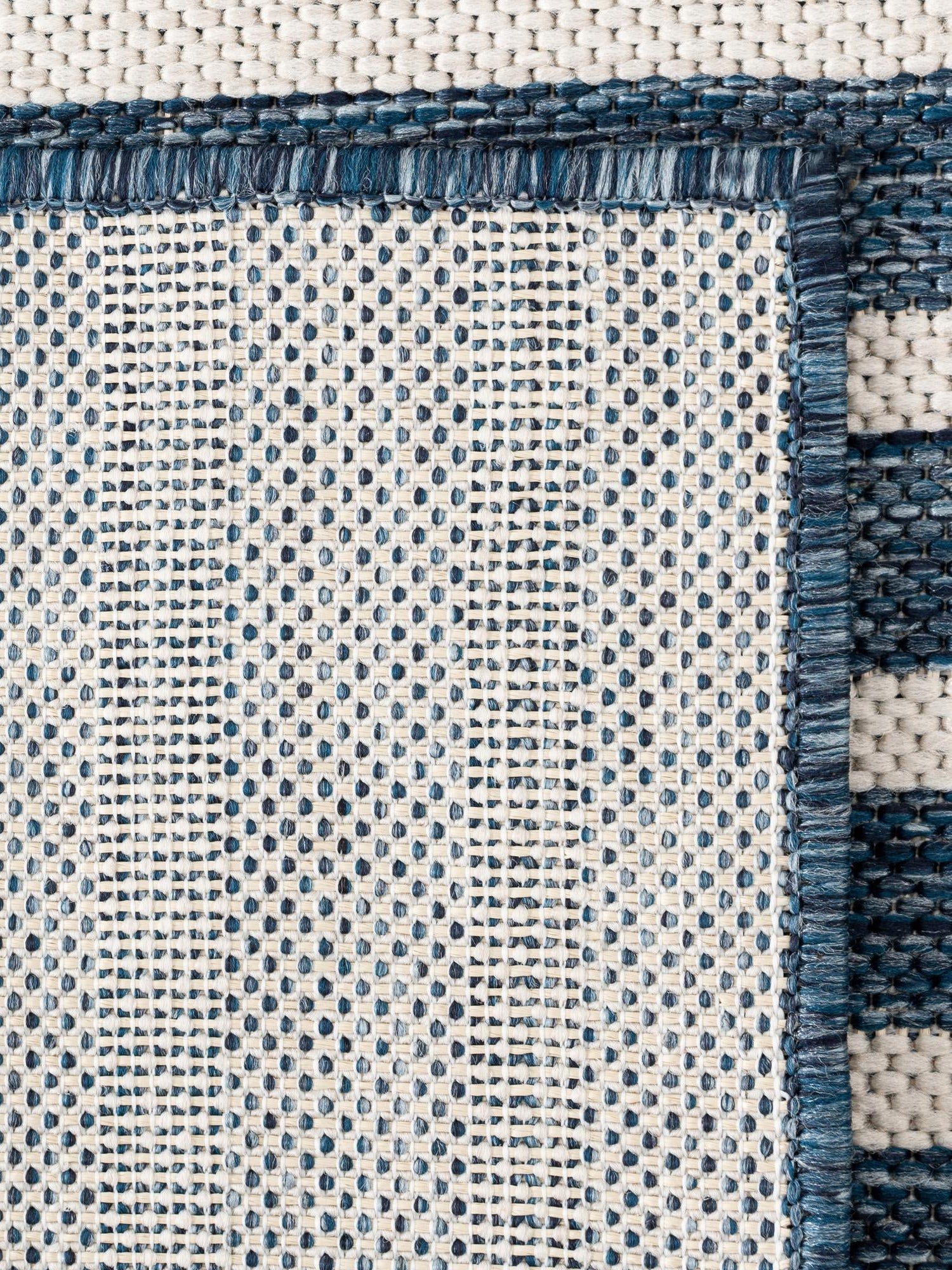 Blue 5' 3 x 7' 1 Outdoor Modern Rectangle Area Rug Weather Resistant for Patio, Deck, Terrace, Balcony, Porch 100% Polypropylene Modern Outside Carpet for Sale at Rug Engine