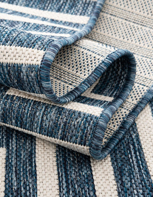 Blue 5' 3 x 7' 1 Outdoor Modern Rectangle Area Rug Weather Resistant for Patio, Deck, Terrace, Balcony, Porch 100% Polypropylene Modern Outside Carpet for Sale at Rug Engine