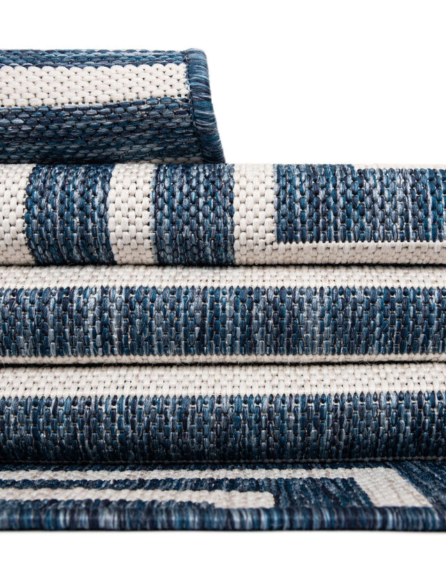 Blue 5' 3 x 8' Outdoor Modern Rectangle Area Rug Weather Resistant for Patio, Deck, Terrace, Balcony, Porch 100% Polypropylene Modern Outside Carpet for Sale at Rug Engine