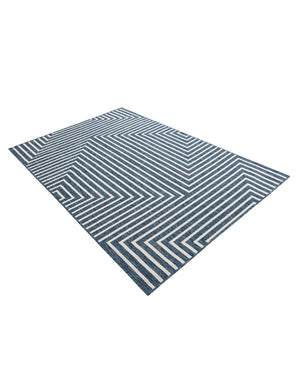 Blue 5' 3 x 8' Outdoor Modern Rectangle Area Rug Weather Resistant for Patio, Deck, Terrace, Balcony, Porch 100% Polypropylene Modern Outside Carpet for Sale at Rug Engine