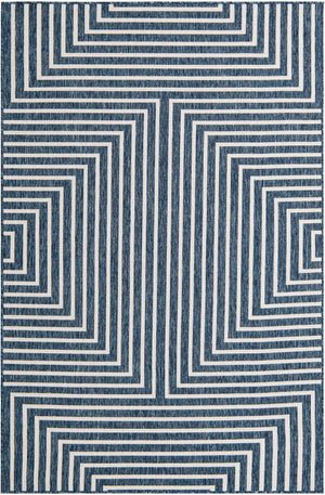 Blue 5' 3 x 8' Outdoor Modern Rectangle Area Rug Weather Resistant for Patio, Deck, Terrace, Balcony, Porch 100% Polypropylene Modern Outside Carpet for Sale at Rug Engine