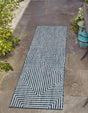 Blue 2' x 8' Outdoor Modern Runner Area Rug Weather Resistant for Patio, Deck, Terrace, Balcony, Porch 100% Polypropylene Modern Outside Carpet for Sale at Rug Engine