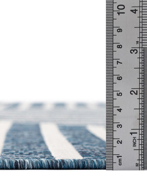 Blue 2' x 5' 3 Outdoor Modern Runner Area Rug Weather Resistant for Patio, Deck, Terrace, Balcony, Porch 100% Polypropylene Modern Outside Carpet for Sale at Rug Engine