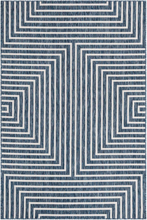 Blue 6' 1 x 9' Outdoor Modern Rectangle Rug