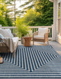Blue 10' x 10' Outdoor Modern Square Area Rug Weather Resistant for Patio, Deck, Terrace, Balcony, Porch 100% Polypropylene Modern Outside Carpet for Sale at Rug Engine