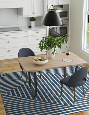 Blue 10' x 10' Outdoor Modern Square Area Rug Weather Resistant for Patio, Deck, Terrace, Balcony, Porch 100% Polypropylene Modern Outside Carpet for Sale at Rug Engine