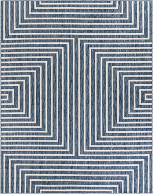 Blue 7' 10 x 10' Outdoor Modern Rectangle Area Rug Weather Resistant for Patio, Deck, Terrace, Balcony, Porch 100% Polypropylene Modern Outside Carpet for Sale at Rug Engine
